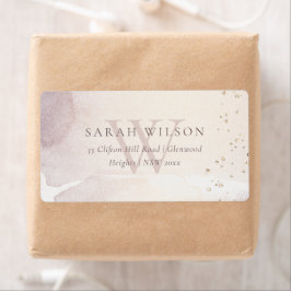 Elegant Abstract Gold Paars Monogram Adres Etiket