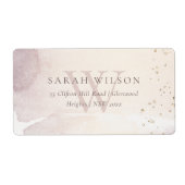 Elegant Abstract Gold Paars Monogram Adres Etiket (Voorkant)