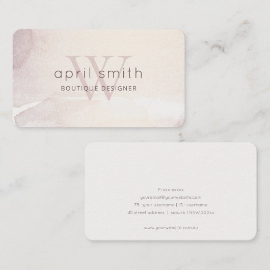 Elegant Abstract Gold Paars Monogram Shiny Visitekaartje (Voorkant / Achterkant)