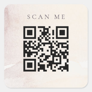 Elegant Abstract Gold Paarse Waterverf QR-code Vierkante Sticker