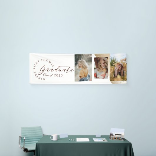 Elegant Abstract Gold Polka Dot Afstudeerder 3 Fot Spandoek (Beurs)