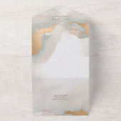 Elegant Abstract Gold Waterverf Painterly Wedding All In One Uitnodiging (Buitenkant)