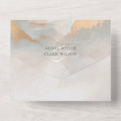 Elegant Abstract Gold Waterverf Painterly Wedding All In One Uitnodiging (Achterkant)