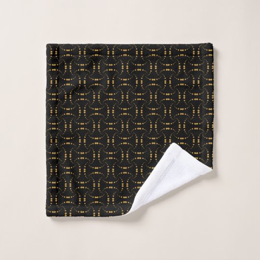 Elegant Abstract Golden Dotted Design op zwart Bad Handdoek (Wasdoekje)