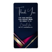 Elegant Abstract Goud Blauw Bedankt Doos Label (Voorkant)