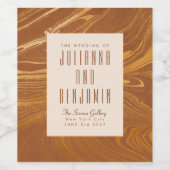 Elegant Abstract goud en Bronze aangepaste bruilof Wijn Etiket (Enkel label)