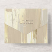 Elegant Abstract goud en tan Painterly Wedding All In One Uitnodiging (Achterkant)