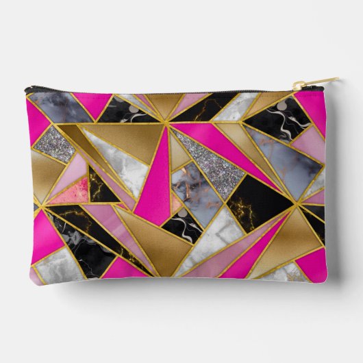Elegant abstract goud zilver roze zwart geometrisc etui (Achterkant)