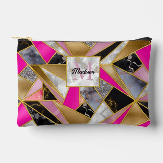 Elegant abstract goud zilver roze zwart geometrisc etui (Voorkant)