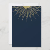 Elegant Abstract Goud Zon Mandala Blauw Bruiloft Kaart (Achterkant)