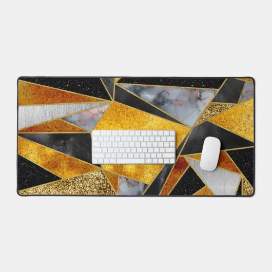 Elegant abstract goud zwart geometrisch bureaumat (Keyboard & Muis)