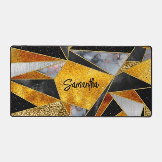 Elegant abstract goud zwart geometrisch bureaumat (Voorkant)