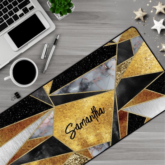 Elegant abstract goud zwart geometrisch bureaumat
