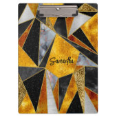 Elegant abstract goud zwart geometrisch klembord (Voorkant)
