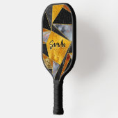 Elegant abstract goud zwart geometrisch pickleball paddle (Links)