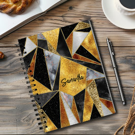 Elegant abstract goud zwart geometrisch schetsboek notitieboek