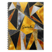 Elegant abstract goud zwart geometrisch schetsboek notitieboek (Voorkant)