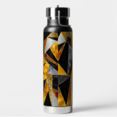 Elegant abstract goud zwart geometrisch waterfles (Links)