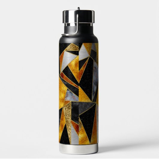 Elegant abstract goud zwart geometrisch waterfles (Rechts)