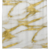 Elegant Abstract gouden en witte marmeren patroon Douchegordijn (Voorkant)