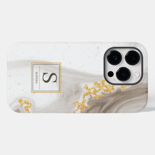 Elegant Abstract goudglitter zwarte waterverf Case-Mate iPhone Case (Achterkant (horizontaal))