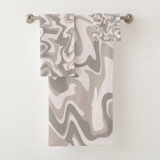 Elegant Abstract grijs marmer Wavy Stripe Modern Bad Handdoek (Insitu)