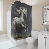 Elegant Abstract Grijs met Goud Barok Paard Douchegordijn (In situ)