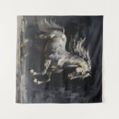 Elegant Abstract Grijs met Goud Barok Paard Wandkleed (Voorkant (horizontaal))