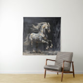 Elegant Abstract Grijs met Goud Barok Paard Wandkleed (In situ)