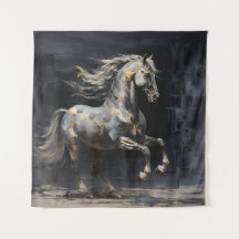 Elegant Abstract Grijs met Goud Barok Paard