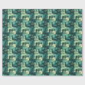Elegant Abstract groen gepersonaliseerd inpakpapie Cadeaupapier (Vlak)