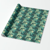 Elegant Abstract groen gepersonaliseerd inpakpapie Cadeaupapier (Uitgerold)