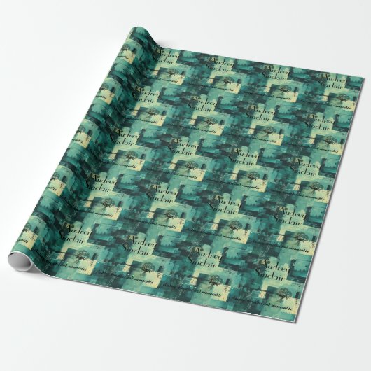 Elegant Abstract groen gepersonaliseerd inpakpapie Cadeaupapier (Uitgerold)