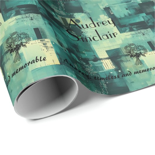 Elegant Abstract groen gepersonaliseerd inpakpapie Cadeaupapier (Rol Hoek)