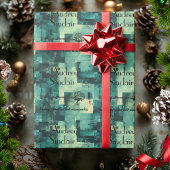 Elegant Abstract groen gepersonaliseerd inpakpapie Cadeaupapier