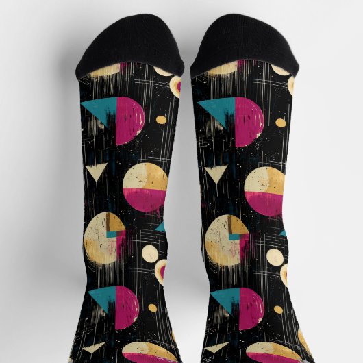 Elegant Abstract in goud, Magenta, Blauwgroen op z Sokken (Top)