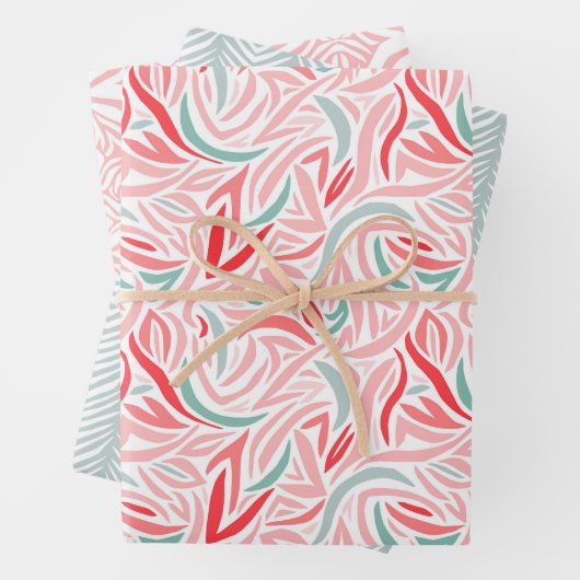 Elegant Abstract in roze en witte kerst Inpakpapier Vel (In situ)