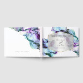 Elegant Abstract Indigo Blauwgroen Inkt Swirls Gastenboek (Volledig)