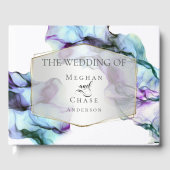 Elegant Abstract Indigo Blauwgroen Inkt Swirls Gastenboek (Voorkant)