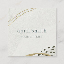 Elegant Abstract Ivoor Black Gold QR-code Vierkante Visitekaartje