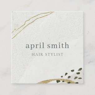 Elegant Abstract Ivoor Black Gold QR-code Vierkante Visitekaartje