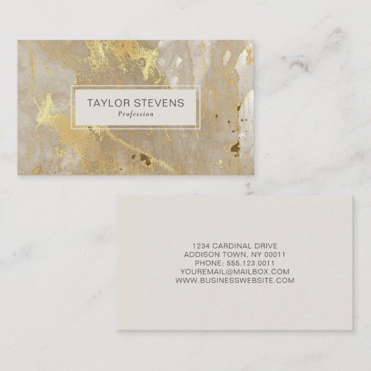 Elegant Abstract Ivoor Goud Agaat Visitekaartje (Voorkant / Achterkant)