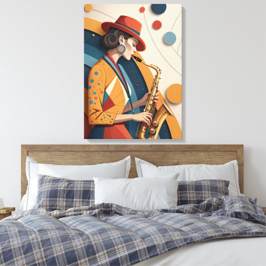 Elegant Abstract Jazz Woman Canvas Print (Insitu (Slaapkamer))