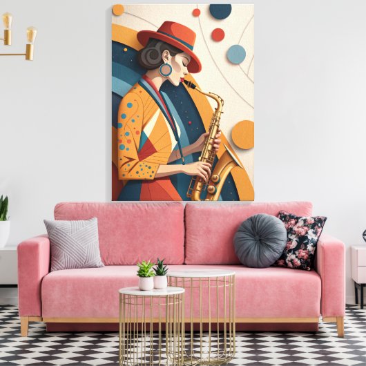 Elegant Abstract Jazz Woman Canvas Print (Insitu (Woonkamer))