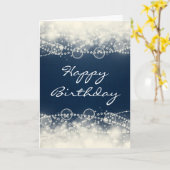 Elegant Abstract Kant en de Gelukkige Verjaardag Kaart (Gele Bloem)