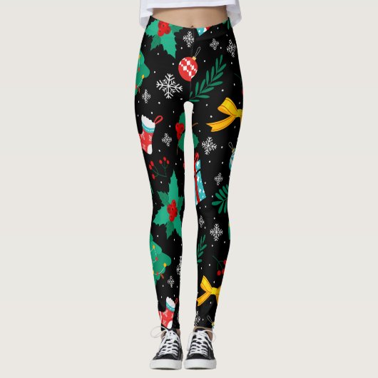 Elegant Abstract kerstpatroon Leggings (Voorkant)