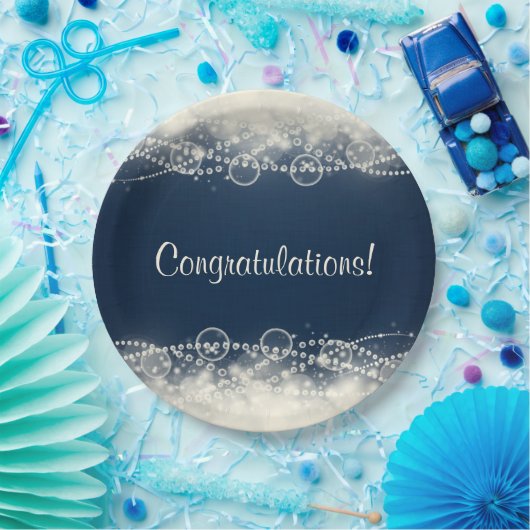 Elegant Abstract Lace en Pearls Gefeliciteerd Papieren Bordje (Feest)