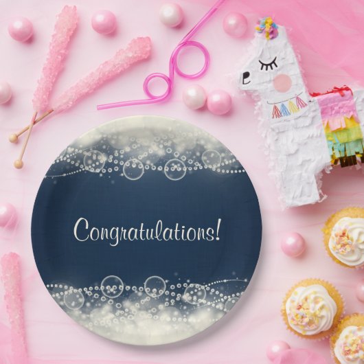 Elegant Abstract Lace en Pearls Gefeliciteerd Papieren Bordje (Feest)