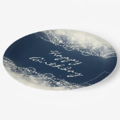 Elegant Abstract Lace en Pearls Happy Birthday Papieren Bordje (Gekanteld)