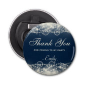 Elegant Abstract Lace en Pearls Hartelijk dank Button Flesopener (Voorkant)